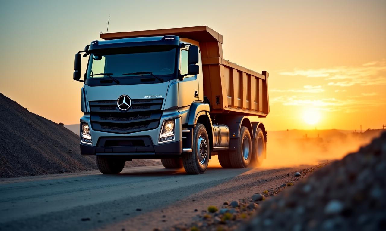 Ciężarówka transportująca kruszywa na placu budowy